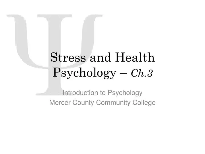 stress and health psychology ch 3