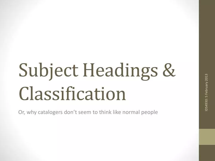 subject headings classification