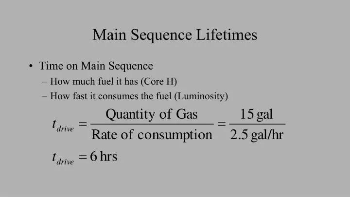 main sequence lifetimes