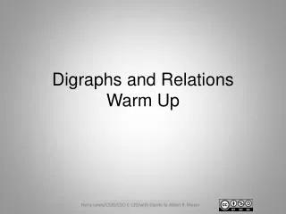 Digraphs and Relations Warm Up