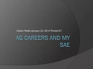 AG Careers And My SAE