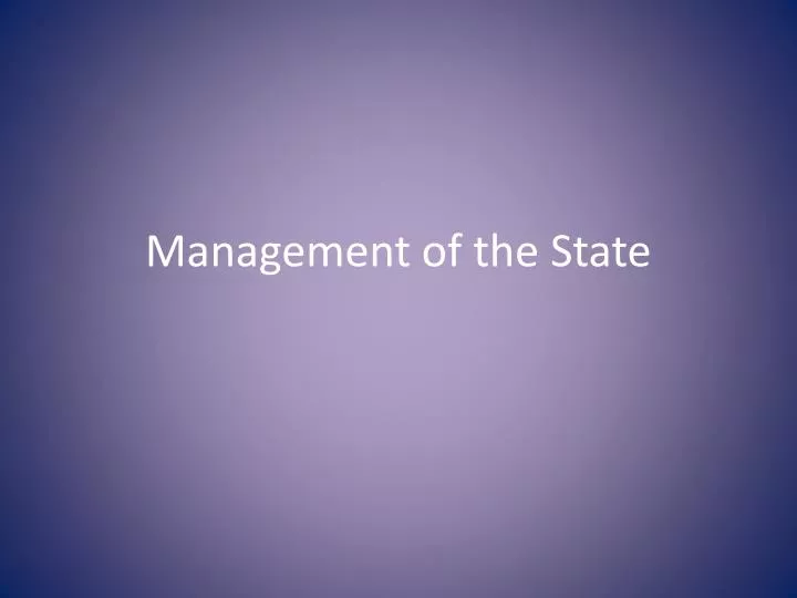 management of the state