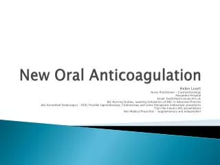 New Oral Anticoagulation