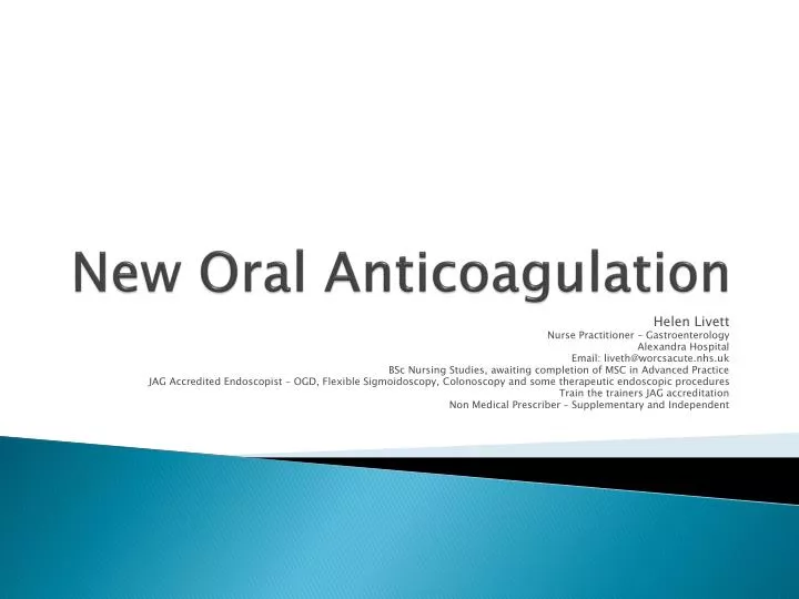 new oral anticoagulation