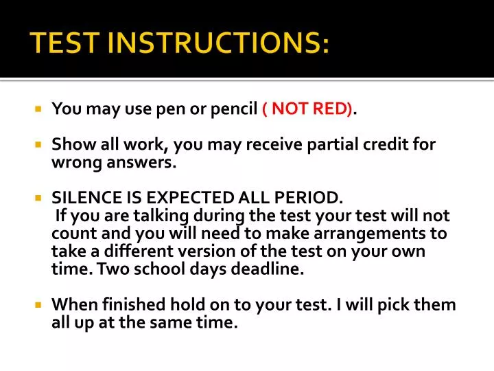 test instructions