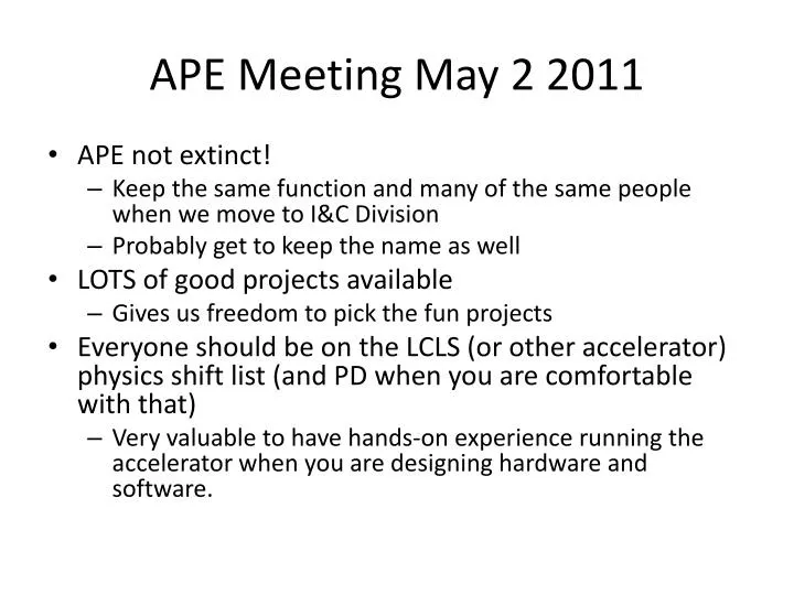 ape meeting may 2 2011