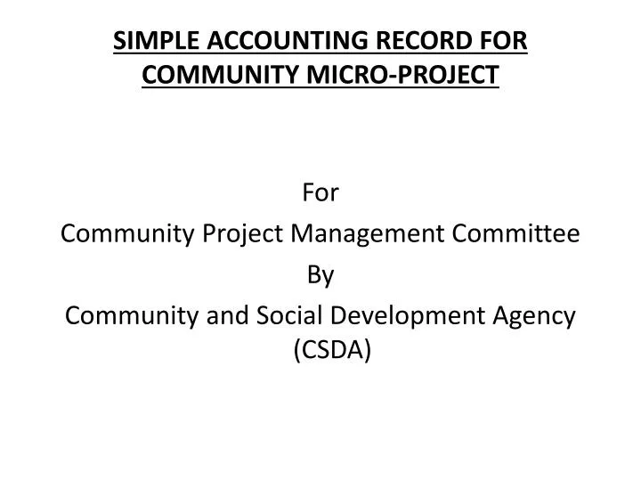 simple accounting record for community micro project