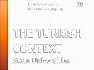 THE TURKISH CONTEXT State Universities