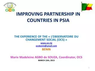 IMPROVING PARTNERSHIP IN COUNTRIES IN PSIA