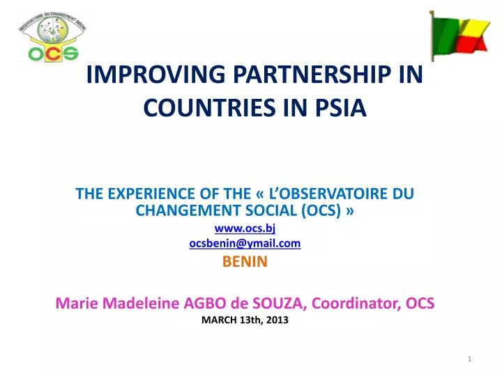 improving partnership in countries in psia