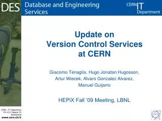 Update on Version Control Services at CERN