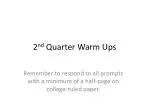 2 nd Quarter Warm Ups - slide 1
