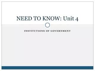 NEED TO KNOW: Unit 4