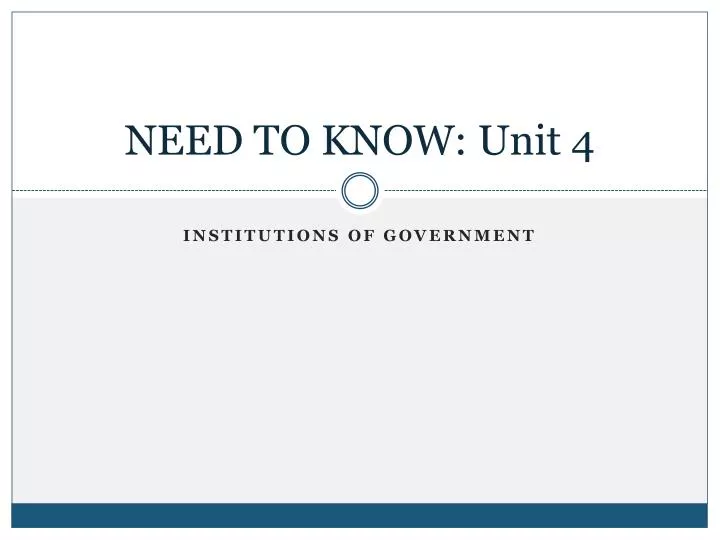 need to know unit 4