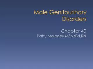 Male Genitourinary Disorders