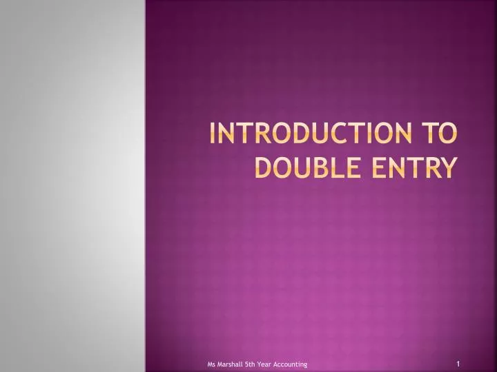 introduction to double entry