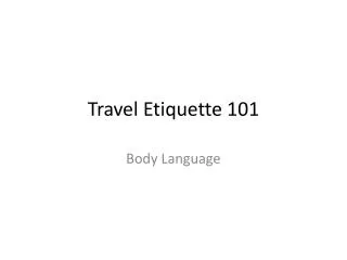 Travel Etiquette 101