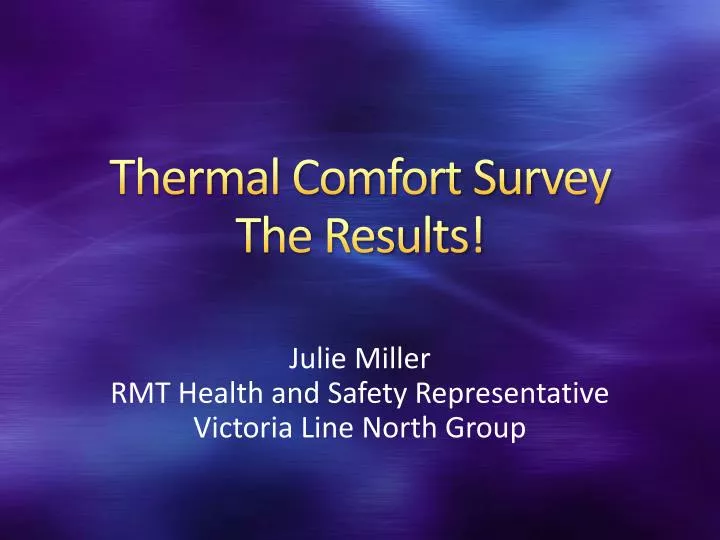 thermal comfort survey the results