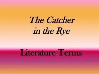 The Catcher in the Rye Literature Terms