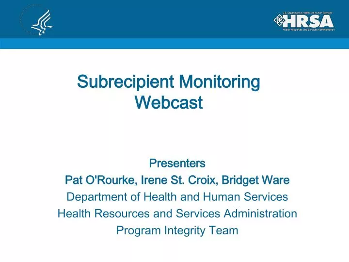 subrecipient monitoring webcast