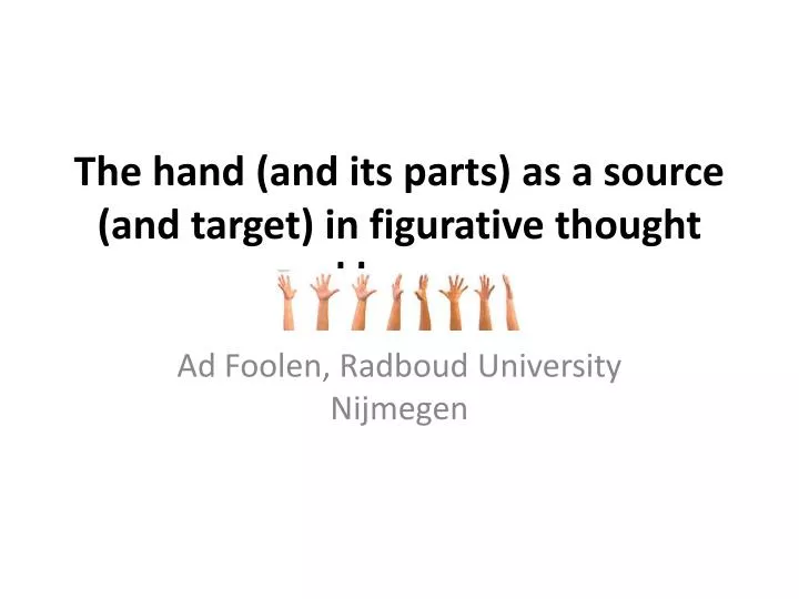 the hand and its parts as a source and target in figurative thought and language