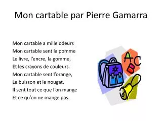 mon cartable par pierre gamarra