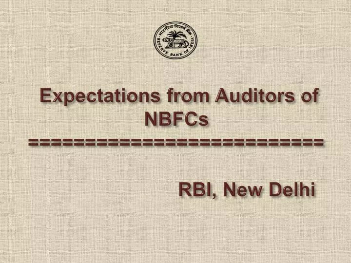 expectations from auditors of nbfcs rbi new delhi