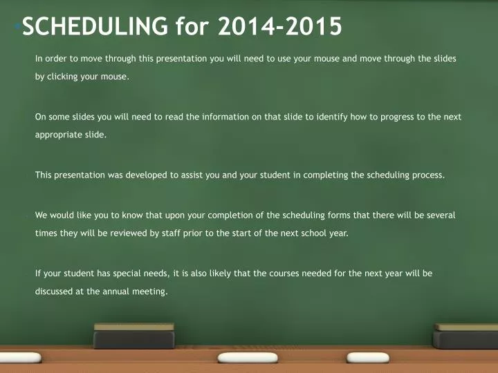 scheduling for 2014 2015