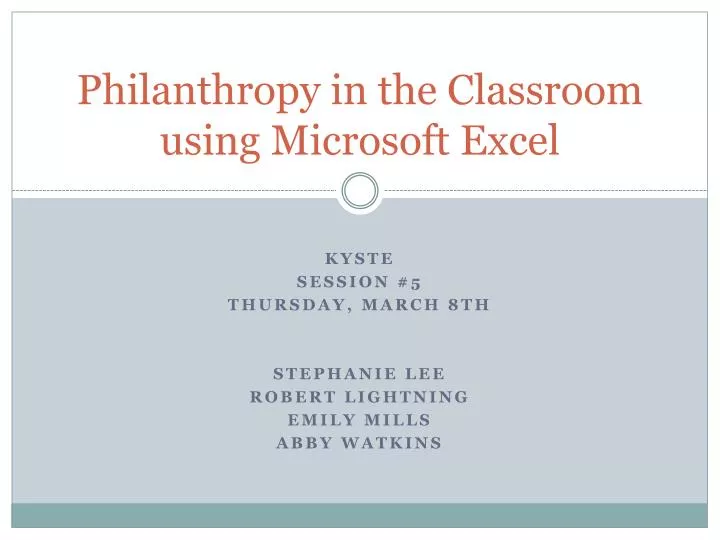 philanthropy in the classroom using microsoft excel