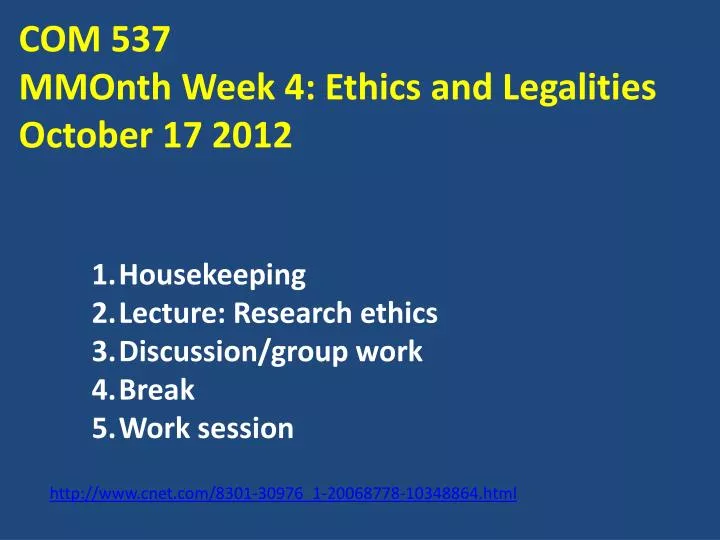 com 537 mmonth week 4 ethics and legalities october 17 2012