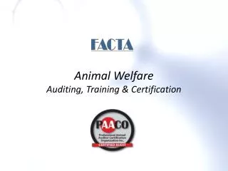 Animal Welfare Auditing, Training &amp; Certification
