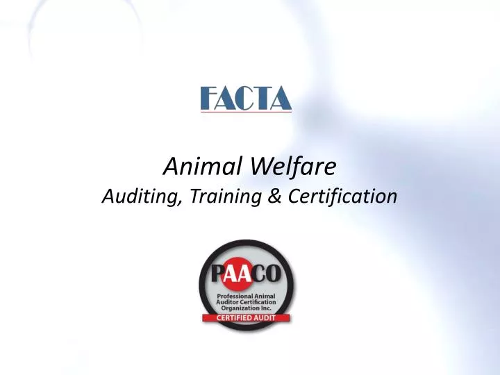 animal welfare auditing training certification