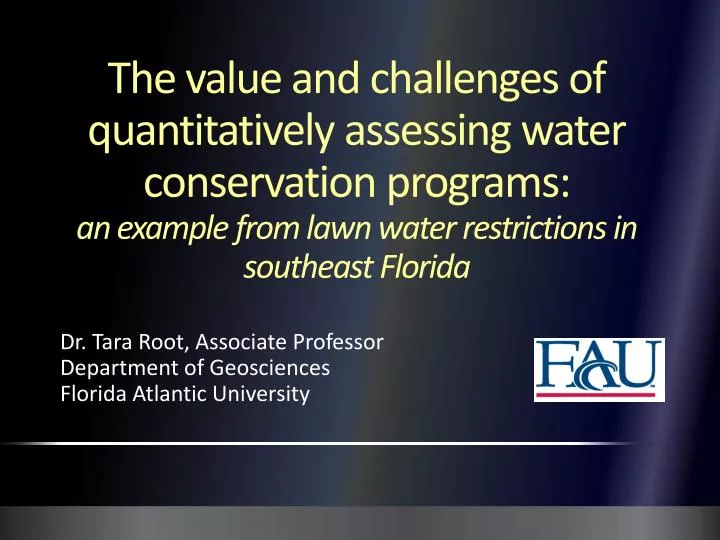 dr tara root associate professor department of geosciences florida atlantic university