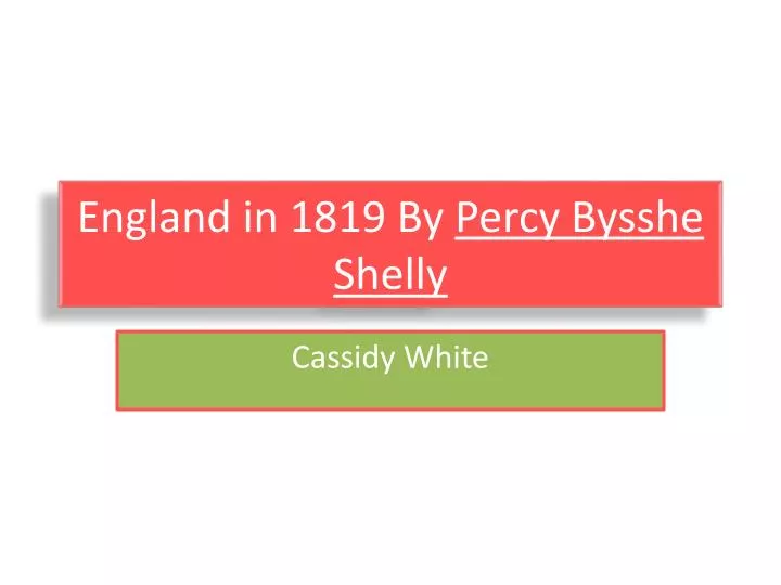 england in 1819 by percy bysshe shelly