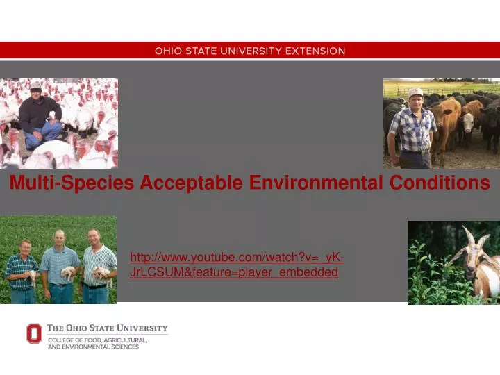 multi species acceptable environmental conditions
