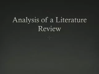 Analysis of a Literature Review
