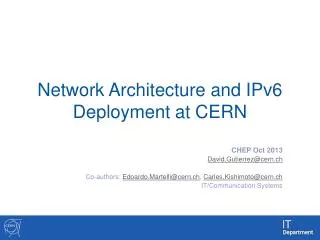 network architecture and ipv6 deployment at cern