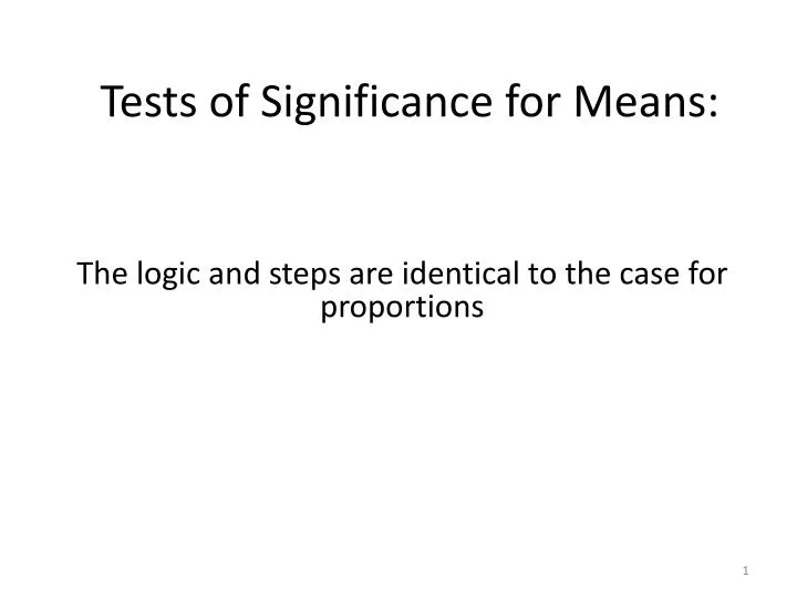 tests of significance for means