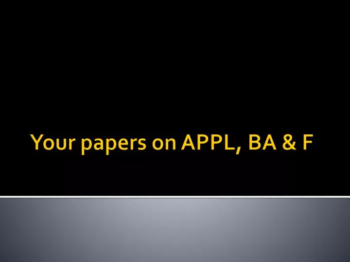 your papers on appl ba f