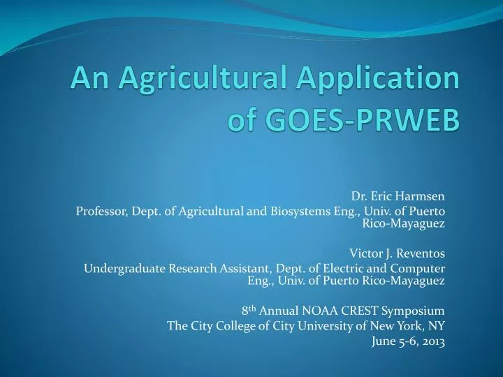 an agricultural application of goes prweb