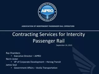 Contracting Services for Intercity Passenger Rail