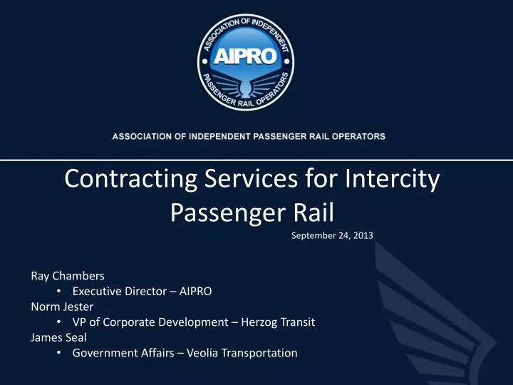contracting services for intercity passenger rail