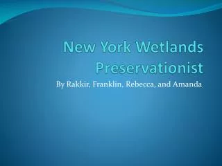 New York Wetlands Preservationist