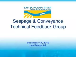 Seepage &amp; Conveyance Technical Feedback Group