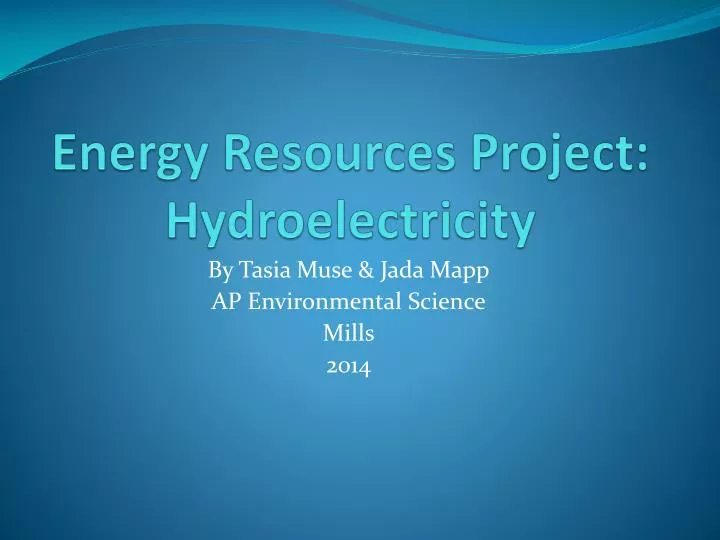 energy resources project hydroelectricity
