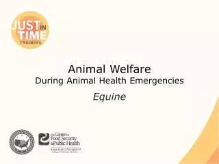 Animal Welfare During Animal Health Emergencies