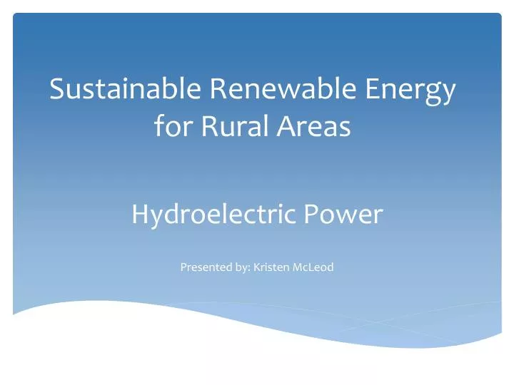 sustainable renewable energy for rural areas