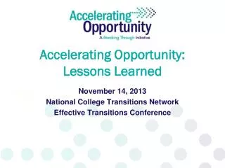 Accelerating Opportunity: Lessons Learned