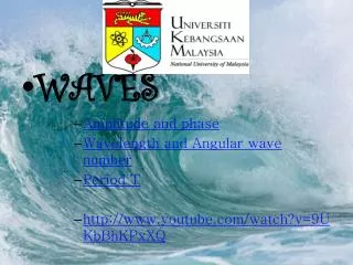 WAVES Amplitude and phase Wavelength and Angular wave number Period T