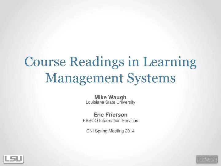course readings in learning management systems